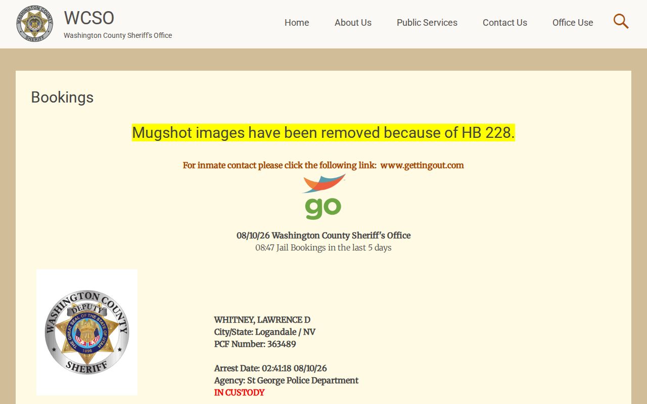 Washington County arrest lookup five-day booking report