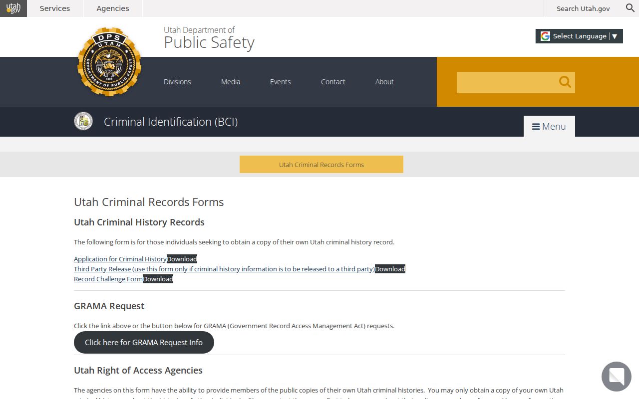 Washington County criminal history BCI access forms