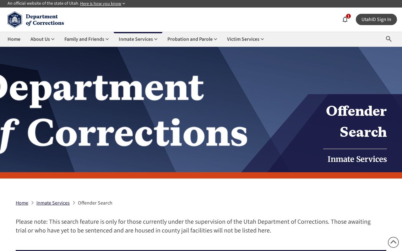 Washington County criminal history Utah corrections search