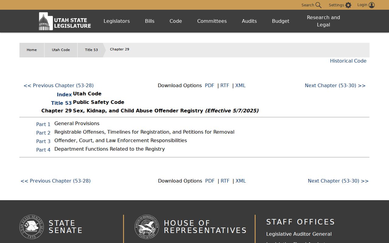 Washington County sex offender search current Utah registration chapter