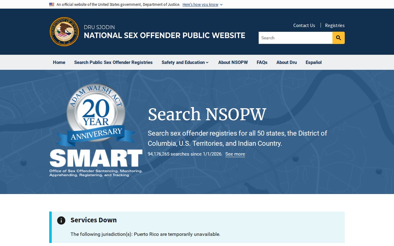 Washington County sex offender search through the national registry gateway